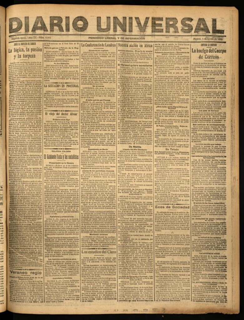 Miniatura de Diario Universal del 9 de agosto de 1922