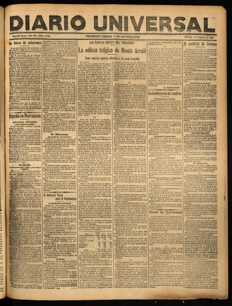Miniatura de Diario Universal del 10 de agosto de 1922