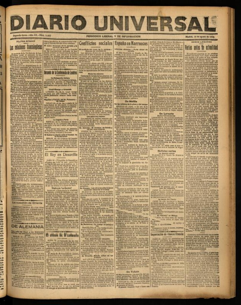 Miniatura de Diario Universal del 16 de agosto de 1922