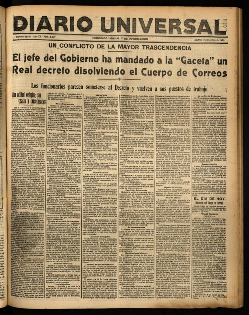 Miniatura de Diario Universal del 18 de agosto de 1922