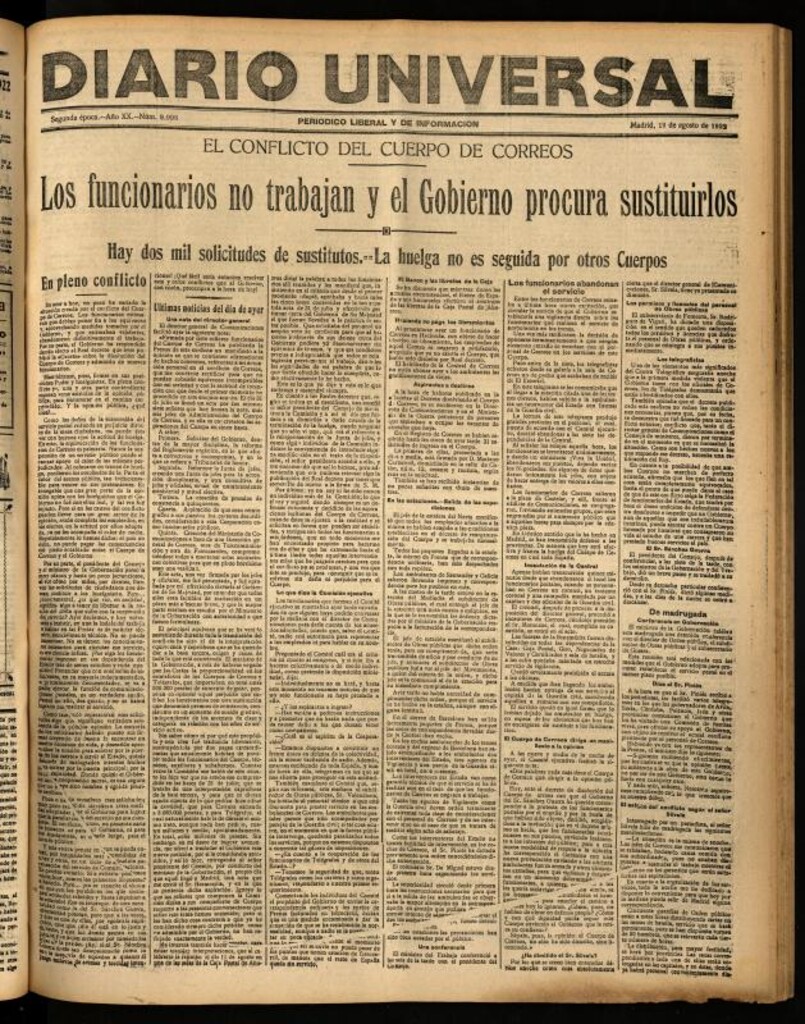 Miniatura de Diario Universal del 19 de agosto de 1922