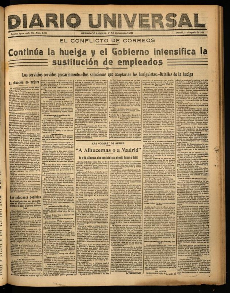 Miniatura de Diario Universal del 21 de agosto de 1922