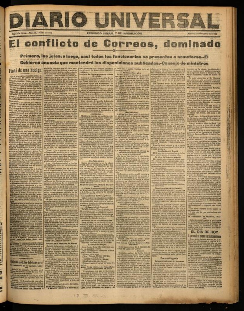 Miniatura de Diario Universal del 24 de agosto de 1922