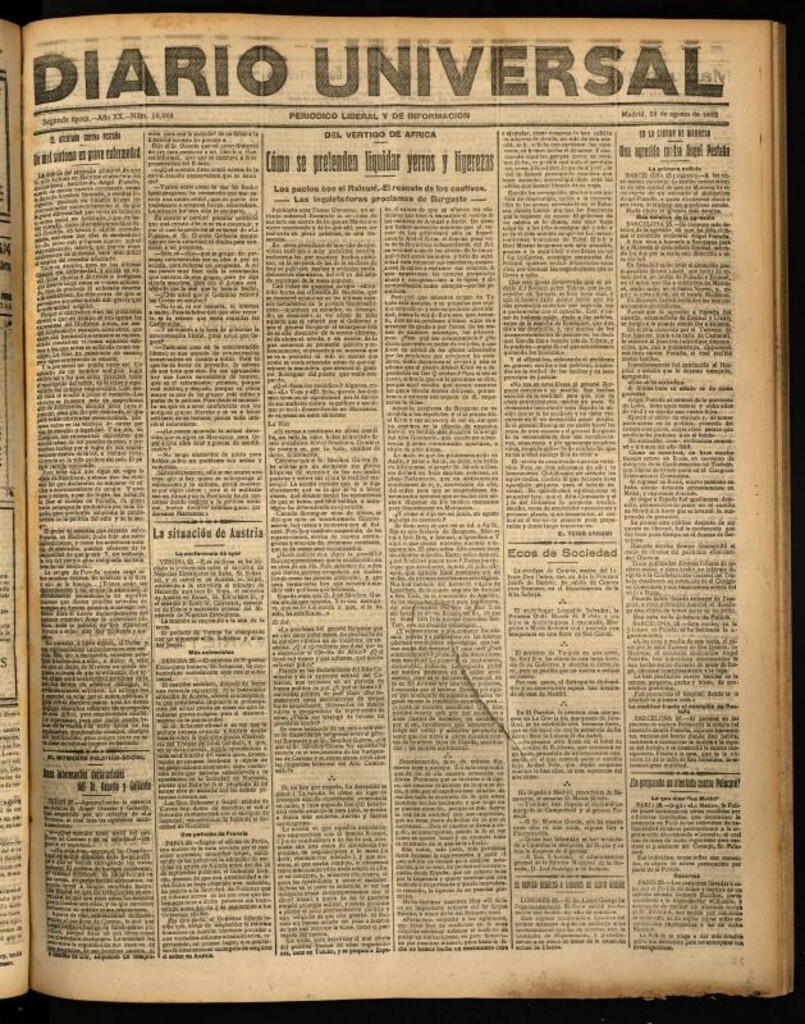 Miniatura de Diario Universal del 26 de agosto de 1922