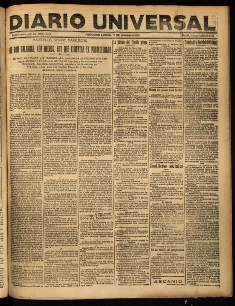 Miniatura de Diario Universal del 9 de septiembre de 1922