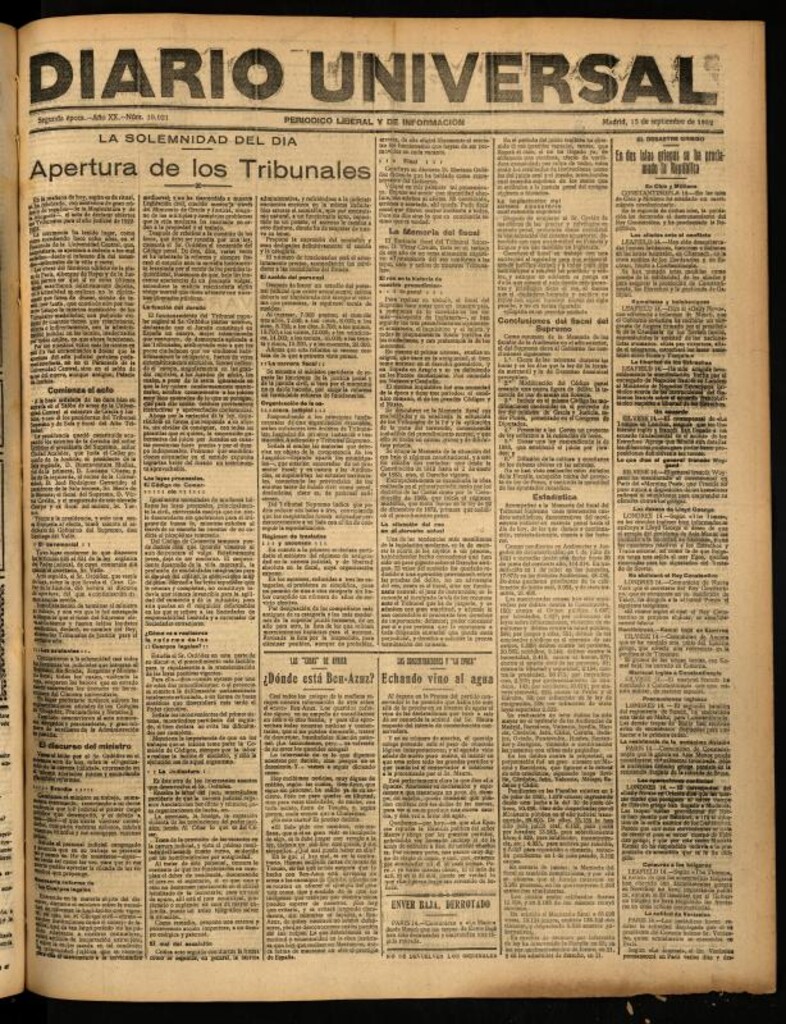 Miniatura de Diario Universal del 15 de septiembre de 1922