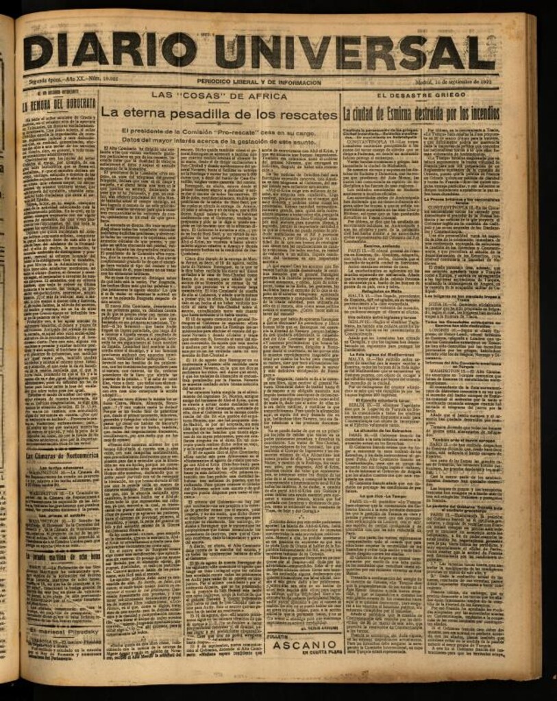 Miniatura de Diario Universal del 16 de septiembre de 1922