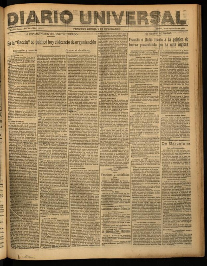 Miniatura de Diario Universal del 20 de septiembre de 1922