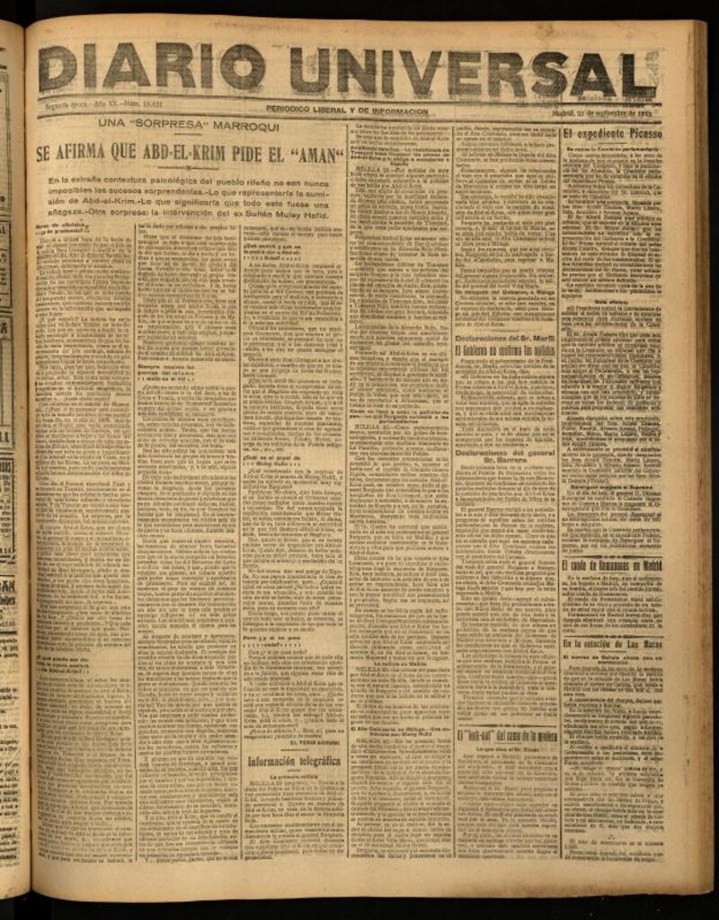Miniatura de Diario Universal del 21 de septiembre de 1922