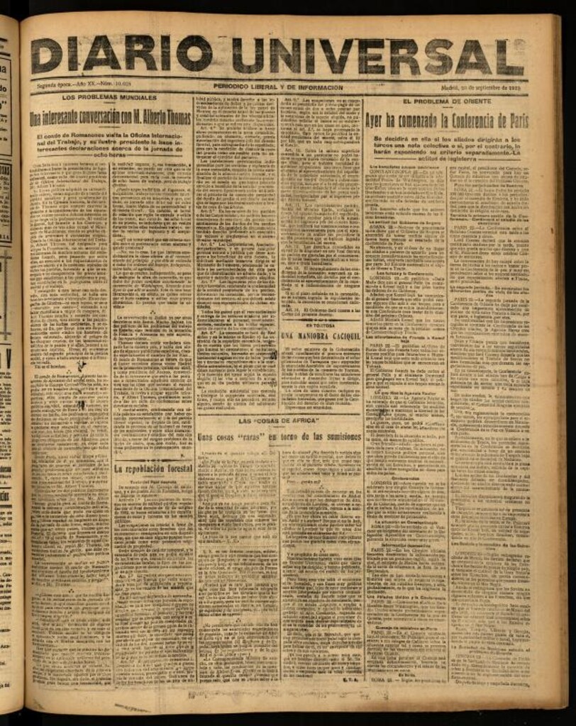 Miniatura de Diario Universal del 23 de septiembre de 1922