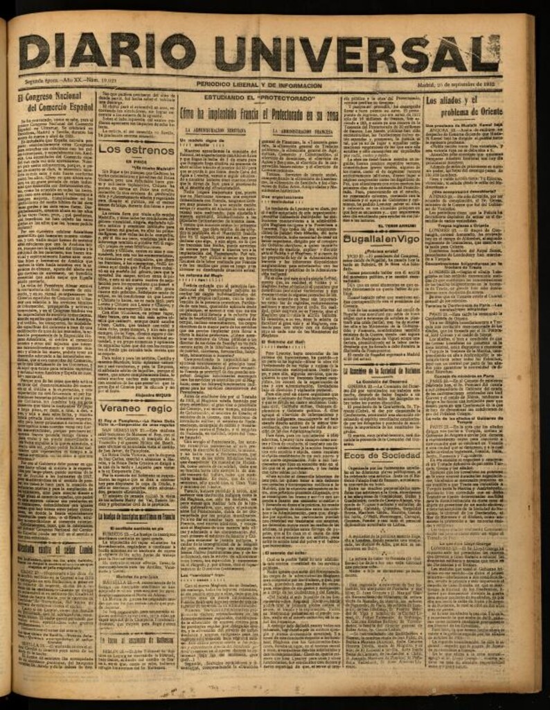 Miniatura de Diario Universal del 25 de septiembre de 1922