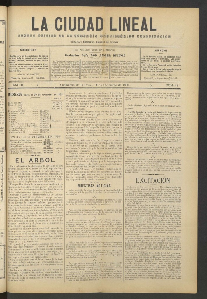 Miniatura de La Ciudad Lineal : órgano oficial de la Compañía Madrileña de Urbanización del 5 de diciembre de 1898