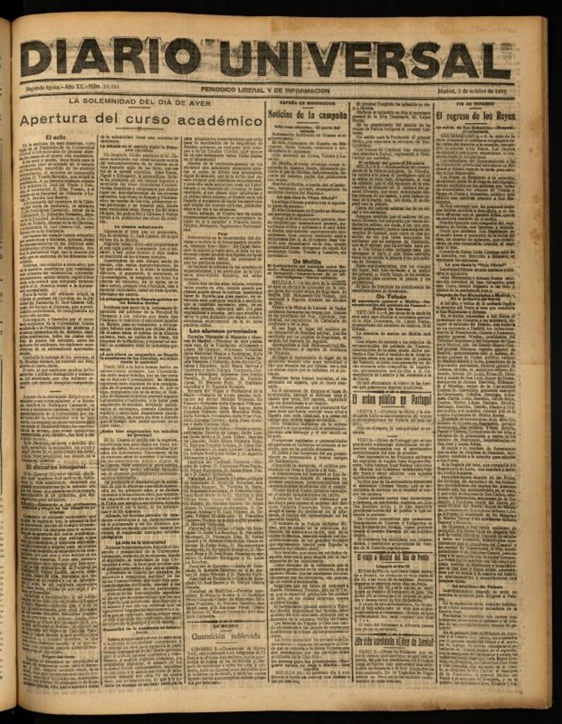Miniatura de Diario Universal del 2 de octubre de 1922