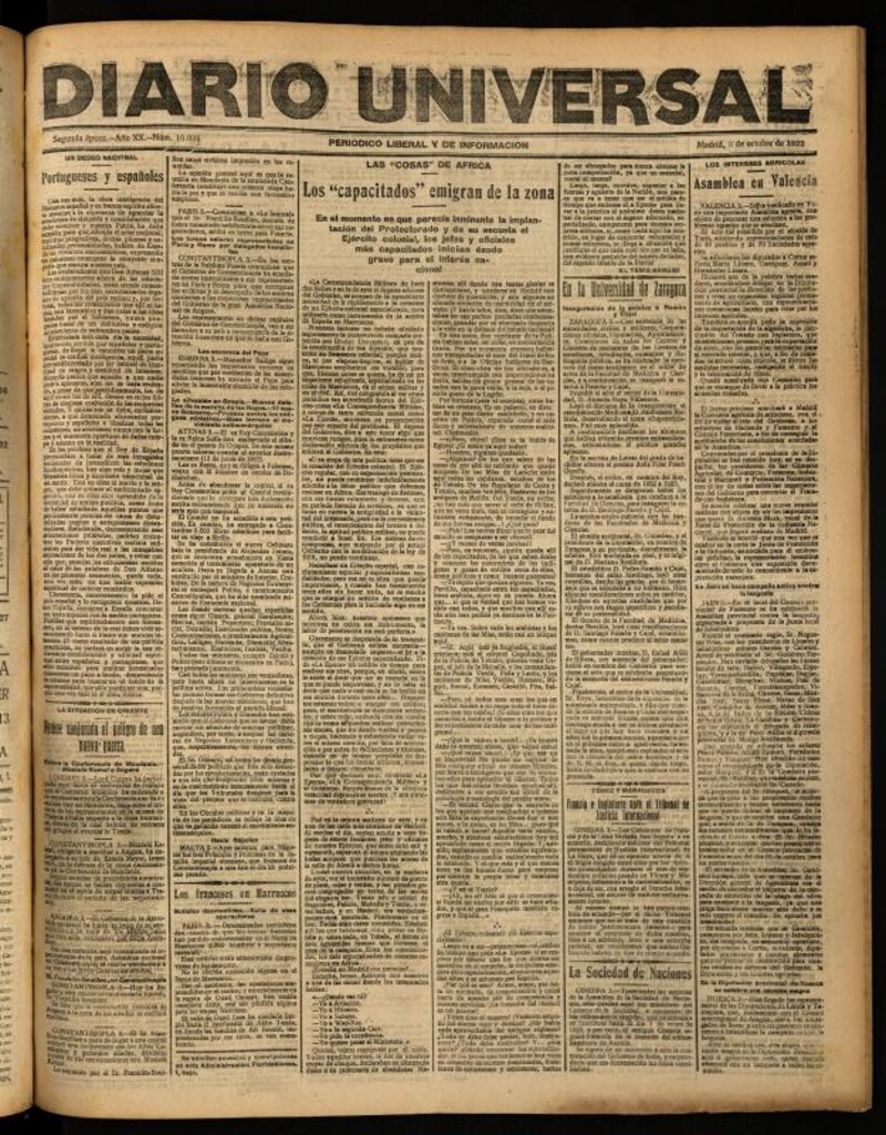 Miniatura de Diario Universal del 3 de octubre de 1922