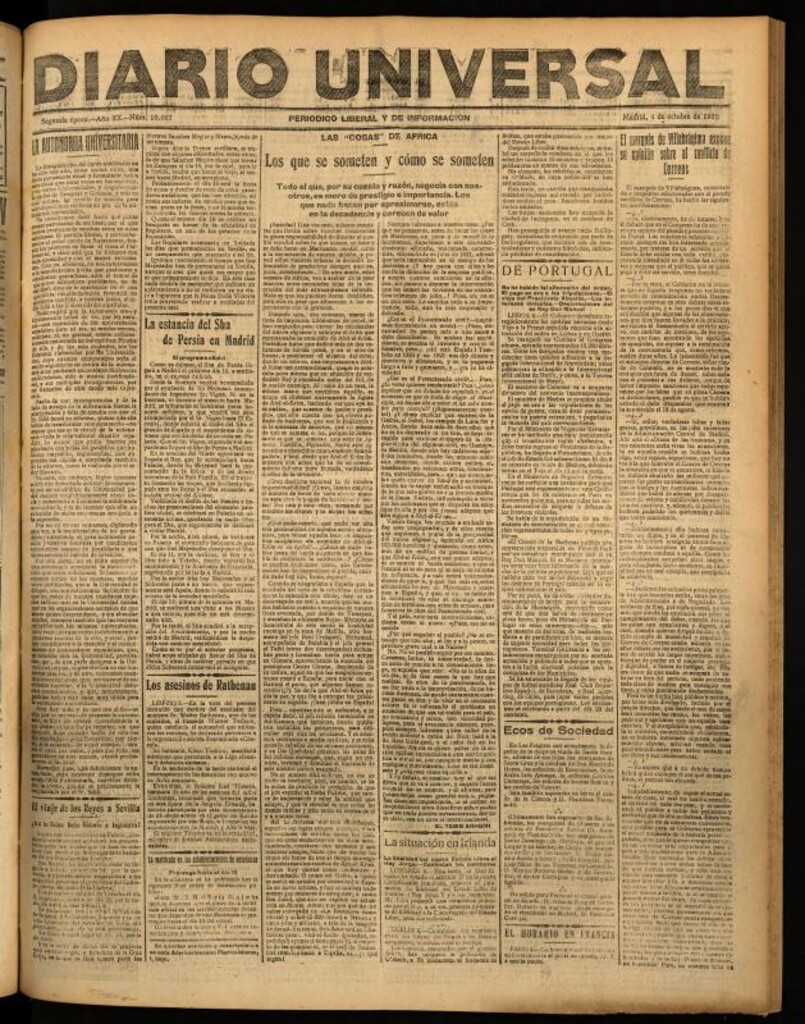 Miniatura de Diario Universal del 4 de octubre de 1922