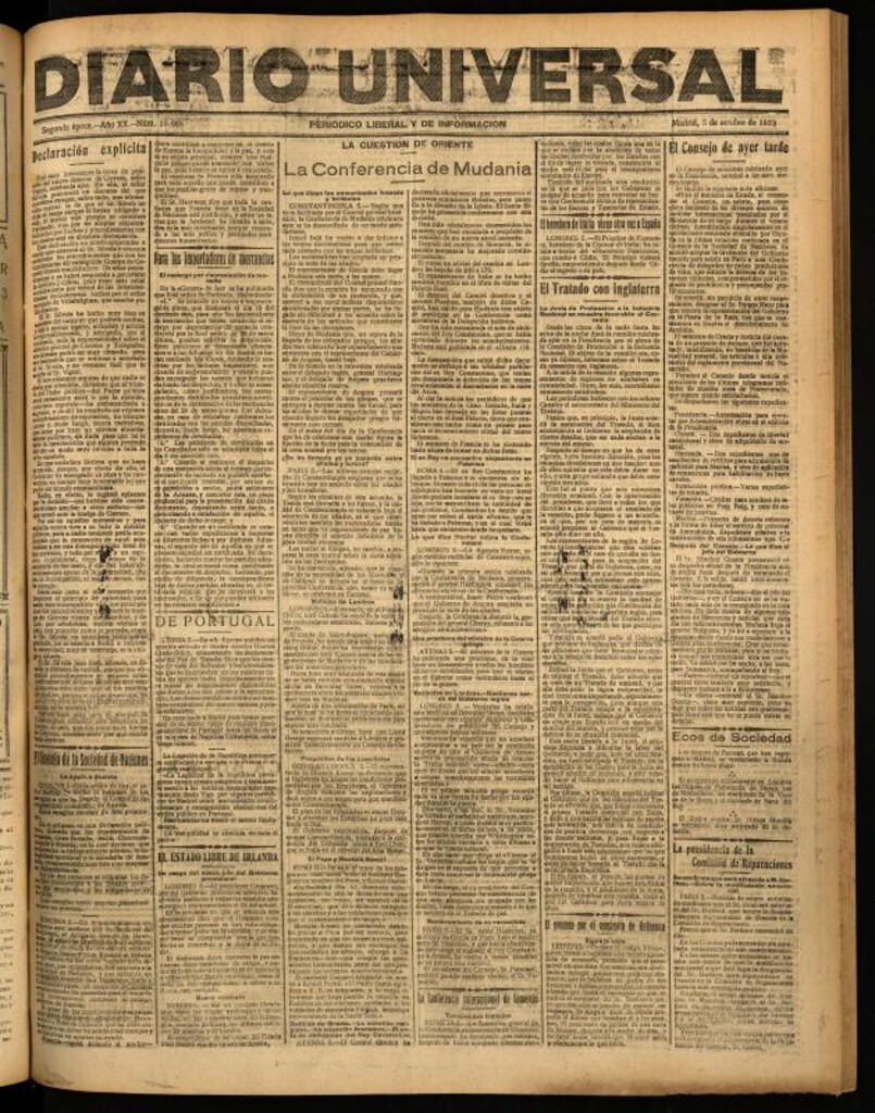 Miniatura de Diario Universal del 5 de octubre de 1922