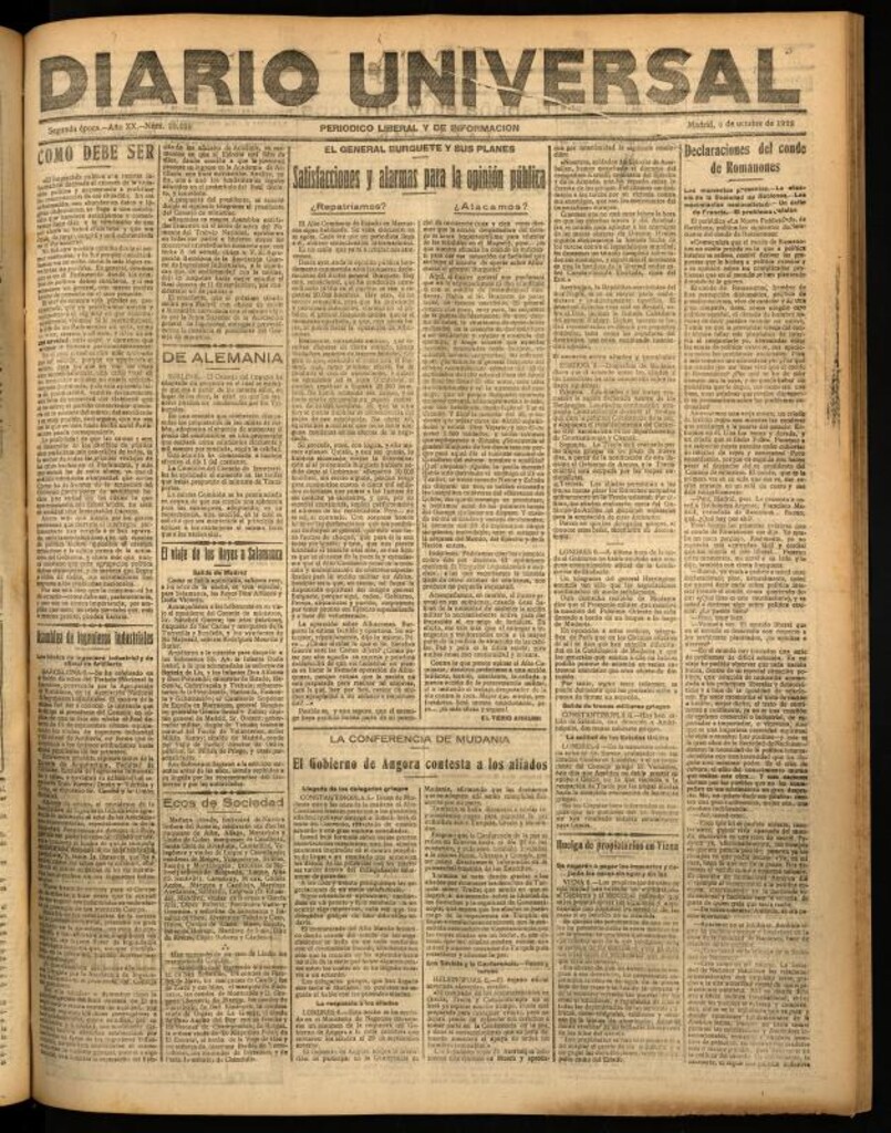 Miniatura de Diario Universal del 6 de octubre de 1922
