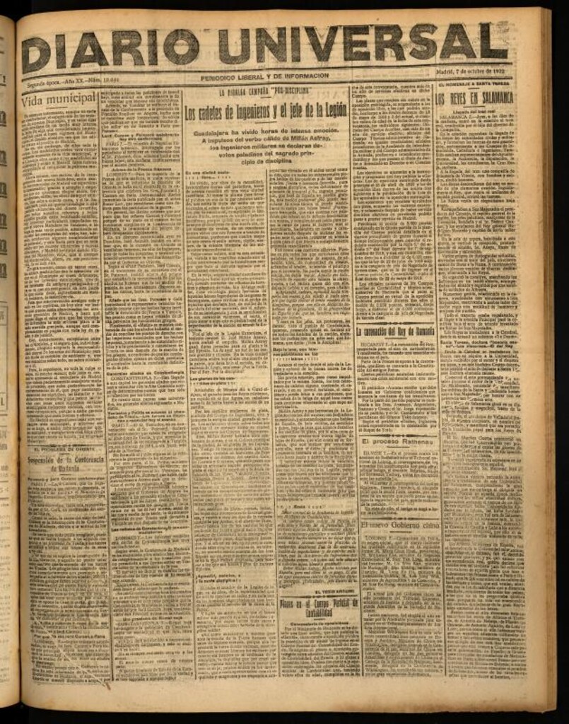 Miniatura de Diario Universal del 7 de octubre de 1922