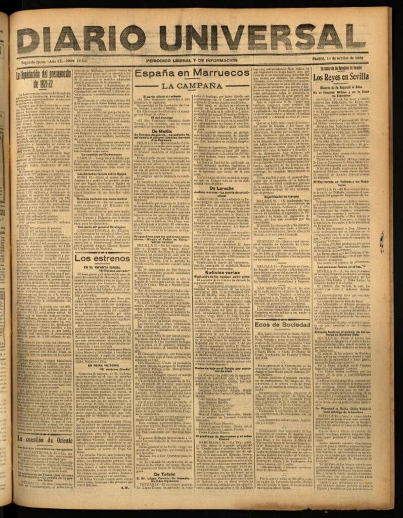 Miniatura de Diario Universal del 16 de octubre de 1922