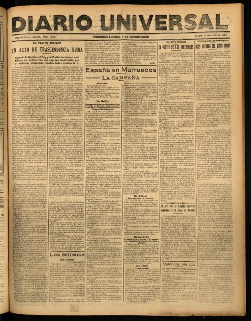 Miniatura de Diario Universal del 18 de octubre de 1922