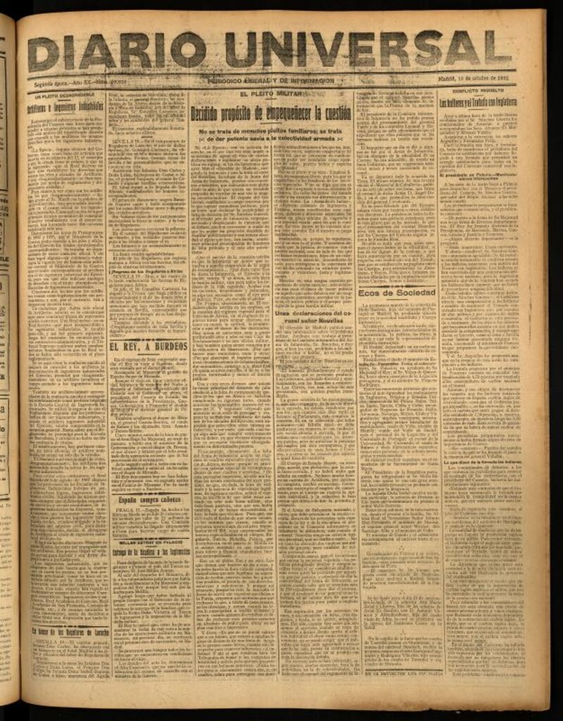 Miniatura de Diario Universal del 19 de octubre de 1922