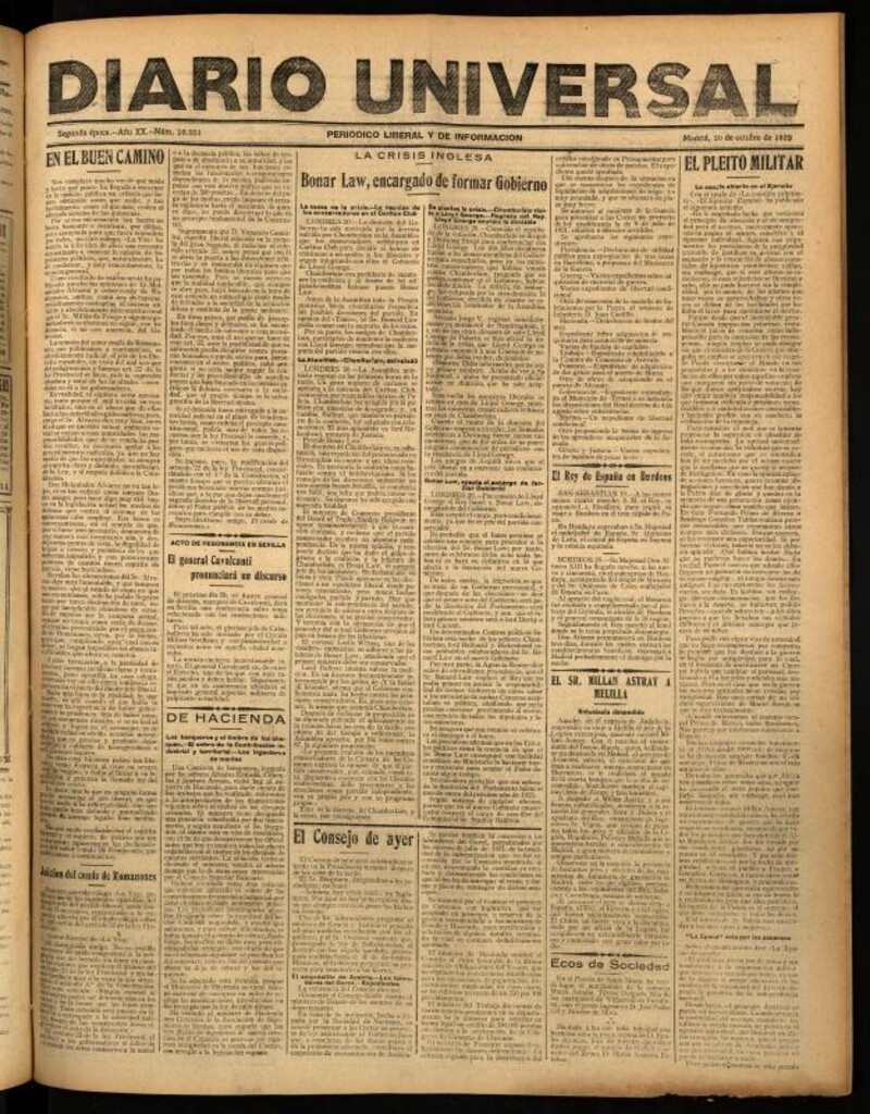 Miniatura de Diario Universal del 20 de octubre de 1922