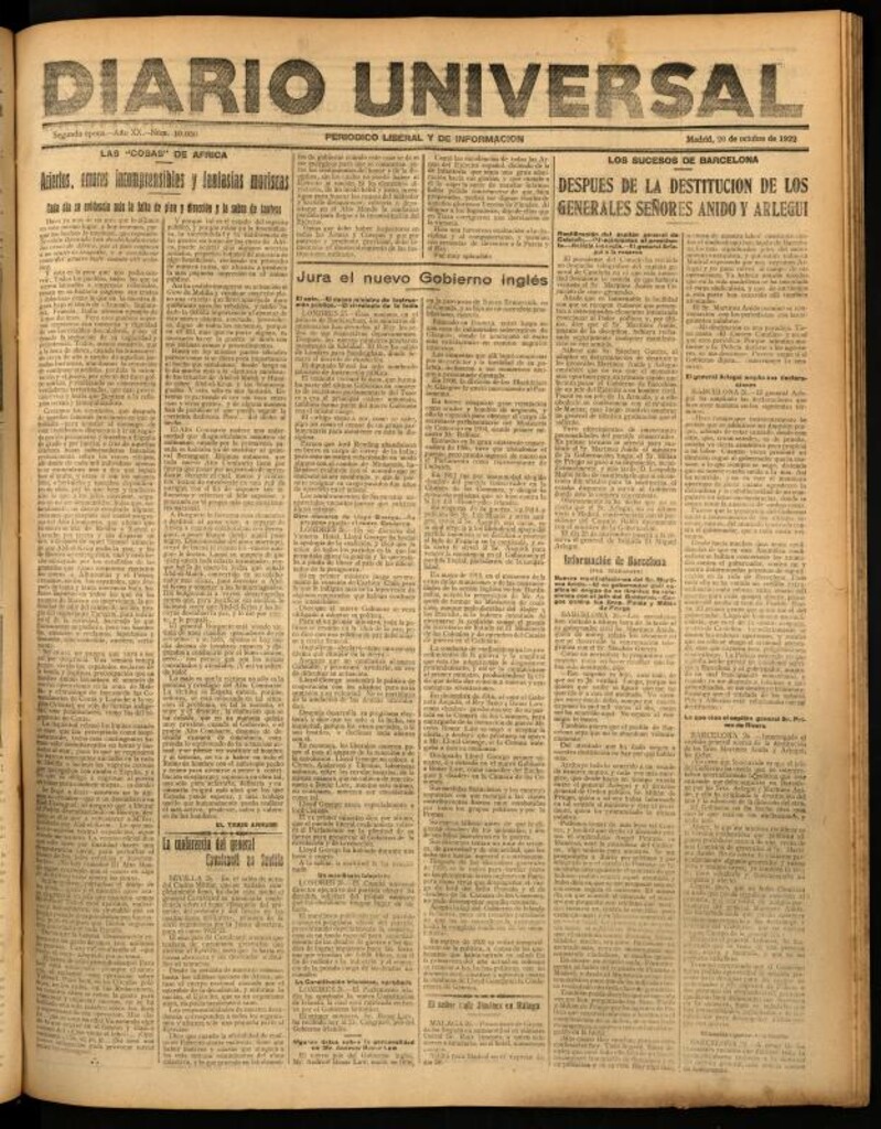 Miniatura de Diario Universal del 26 de octubre de 1922