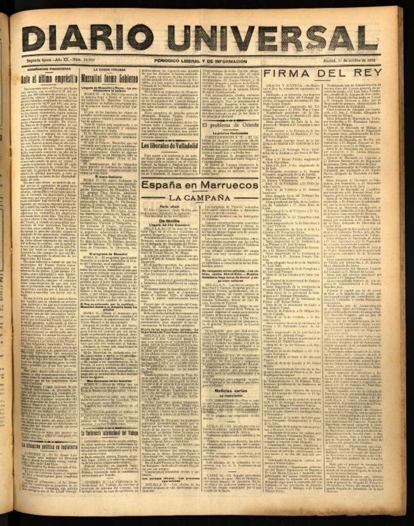 Miniatura de Diario Universal del 31 de octubre de 1922