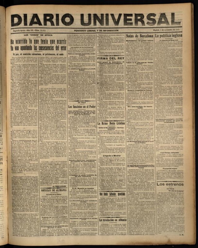 Miniatura de Diario Universal del 3 de noviembre de 1922