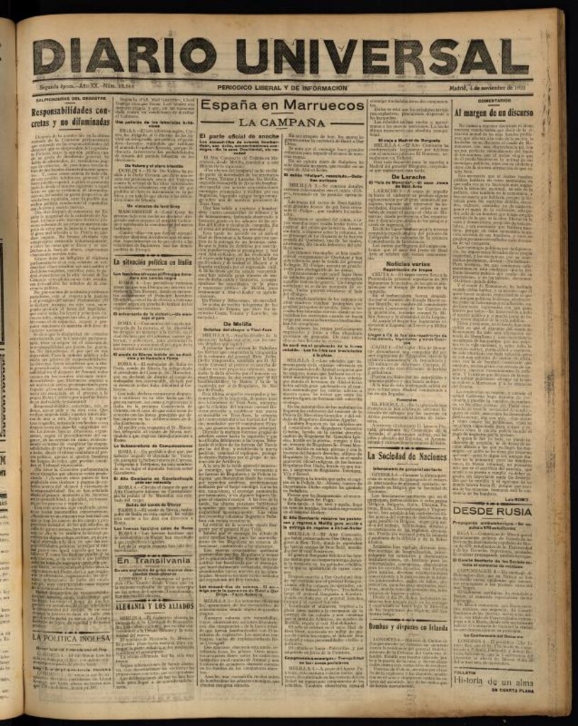 Miniatura de Diario Universal del 4 de noviembre de 1922
