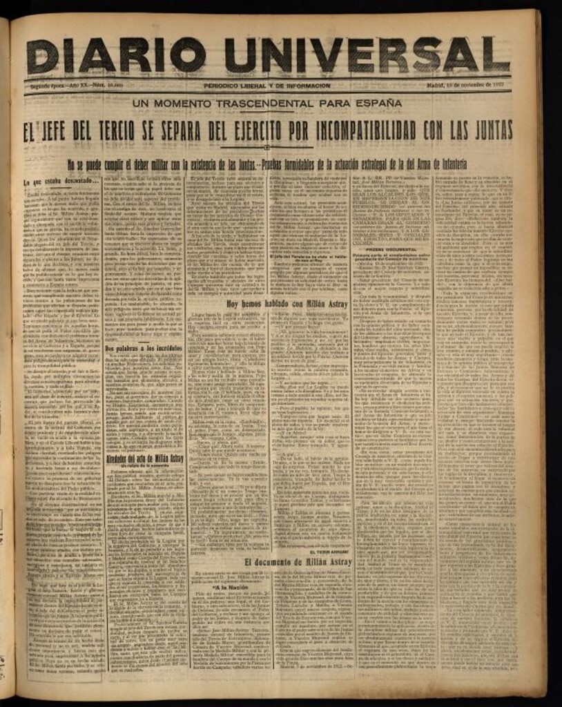 Miniatura de Diario Universal del 10 de noviembre de 1922