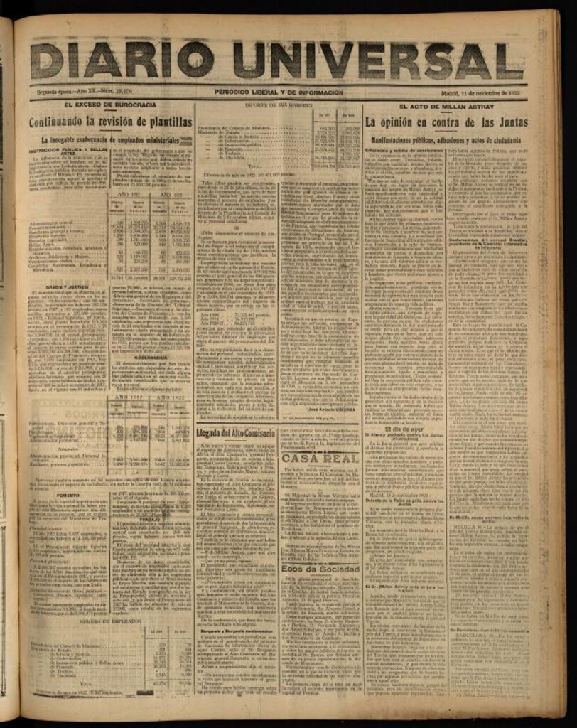Miniatura de Diario Universal del 11 de noviembre de 1922