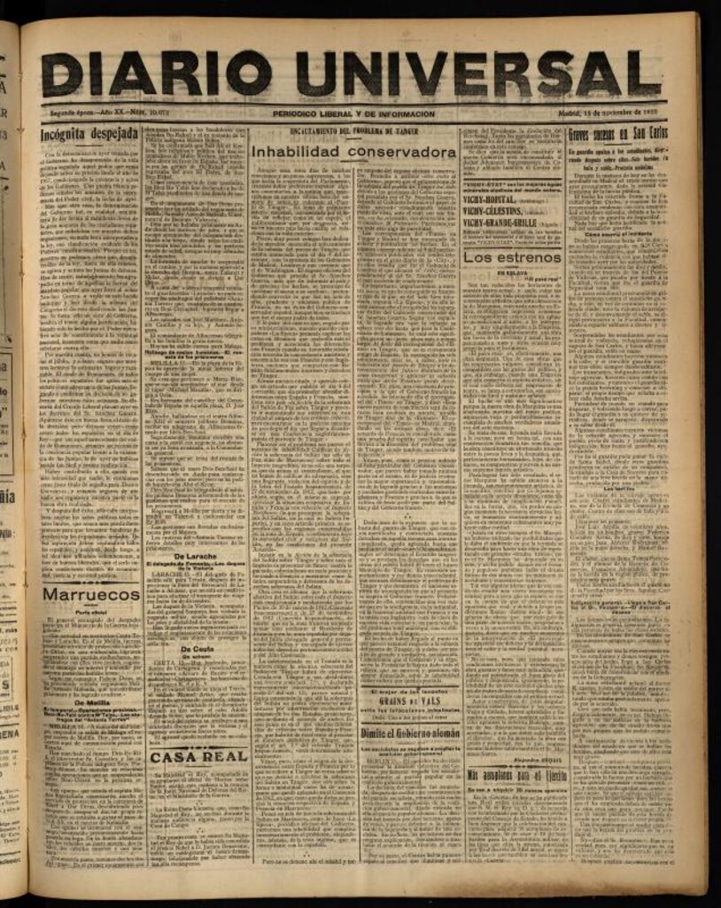 Miniatura de Diario Universal del 15 de noviembre de 1922