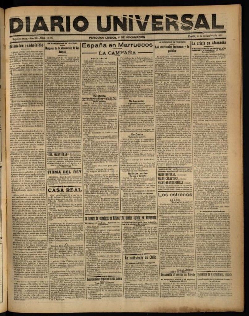 Miniatura de Diario Universal del 16 de noviembre de 1922