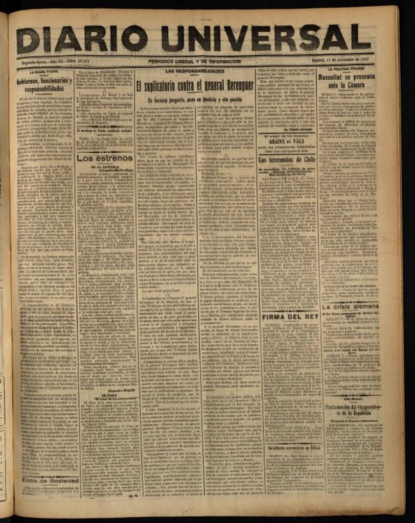 Miniatura de Diario Universal del 17 de noviembre de 1922