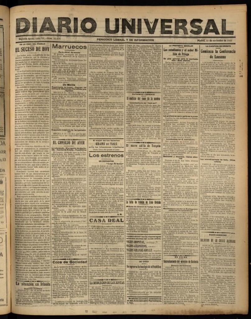 Miniatura de Diario Universal del 21 de noviembre de 1922