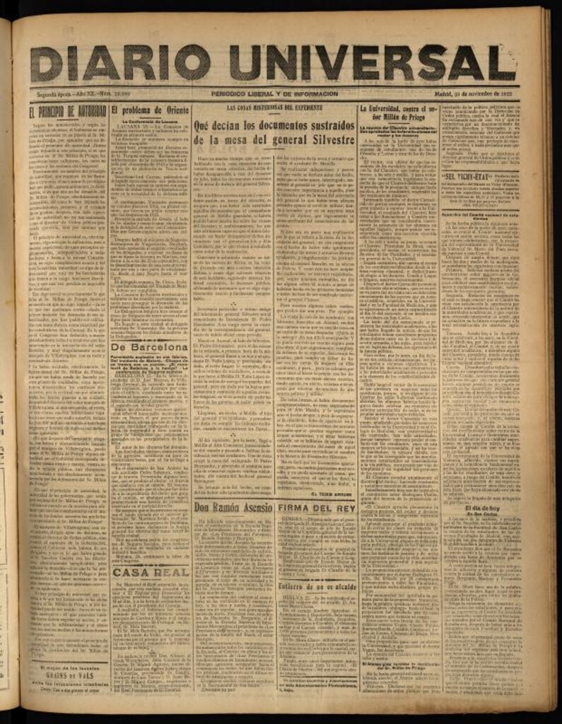 Miniatura de Diario Universal del 23 de noviembre de 1922