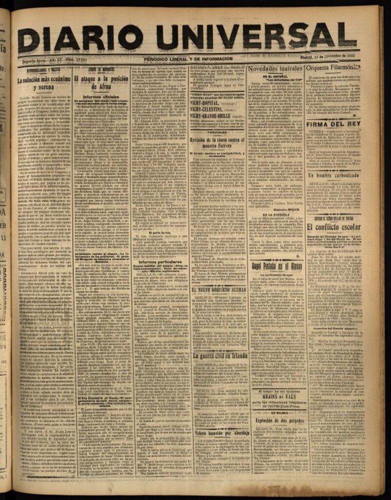 Miniatura de Diario Universal del 25 de noviembre de 1922