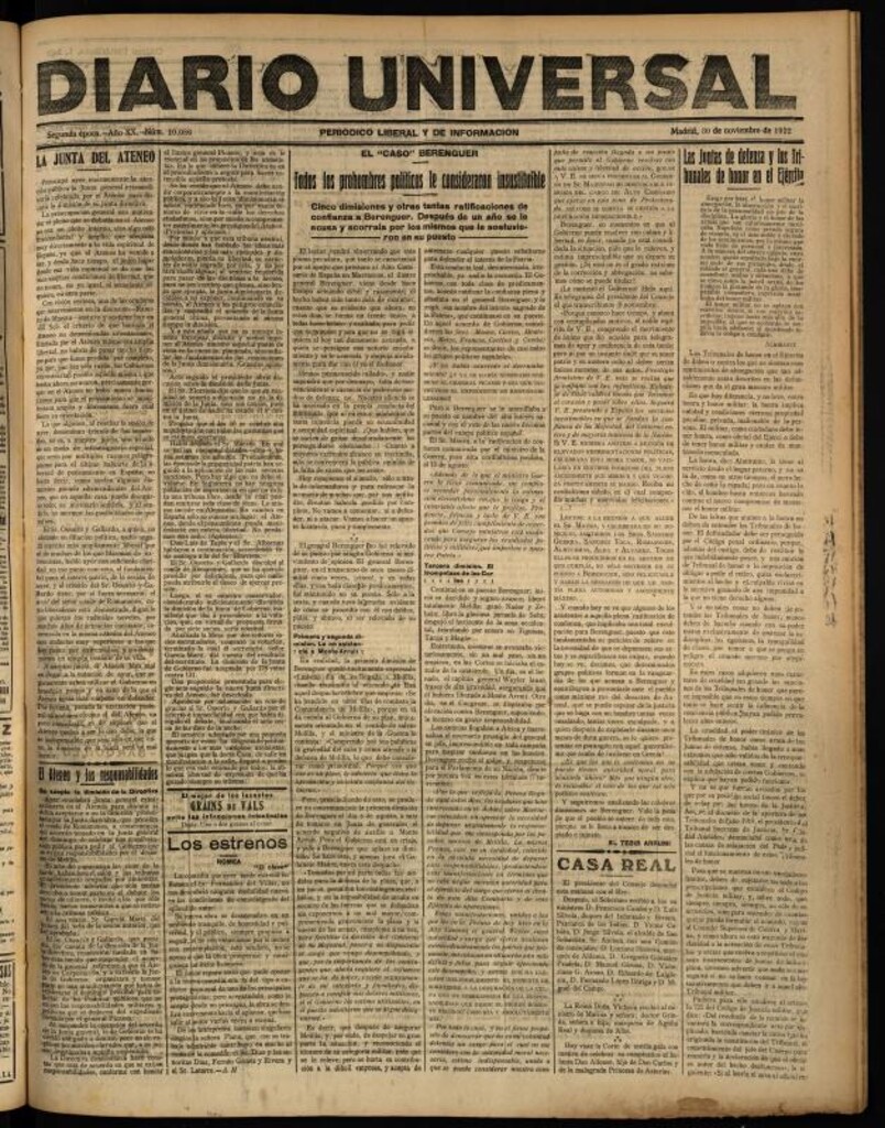 Miniatura de Diario Universal del 30 de noviembre de 1922