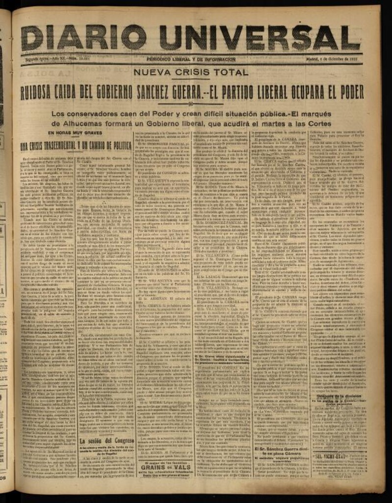 Miniatura de Diario Universal del 6 de diciembre de 1922