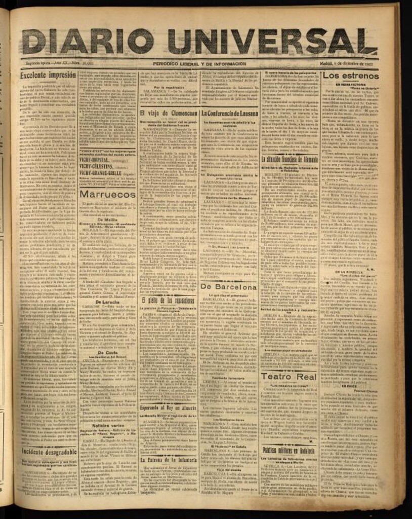 Miniatura de Diario Universal del 8 de diciembre de 1922