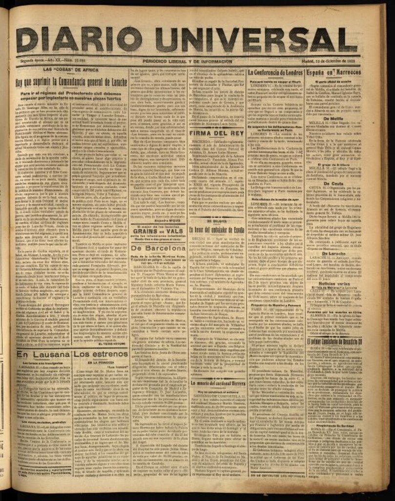 Miniatura de Diario Universal del 12 de diciembre de 1922