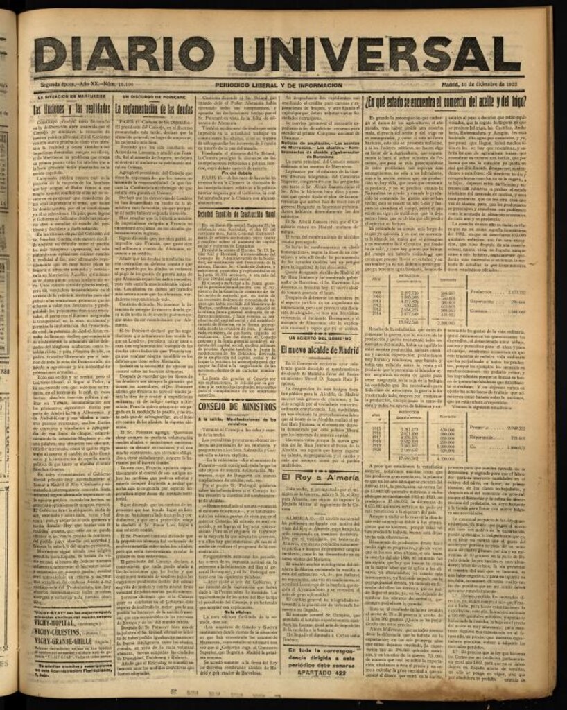 Miniatura de Diario Universal del 16 de diciembre de 1922