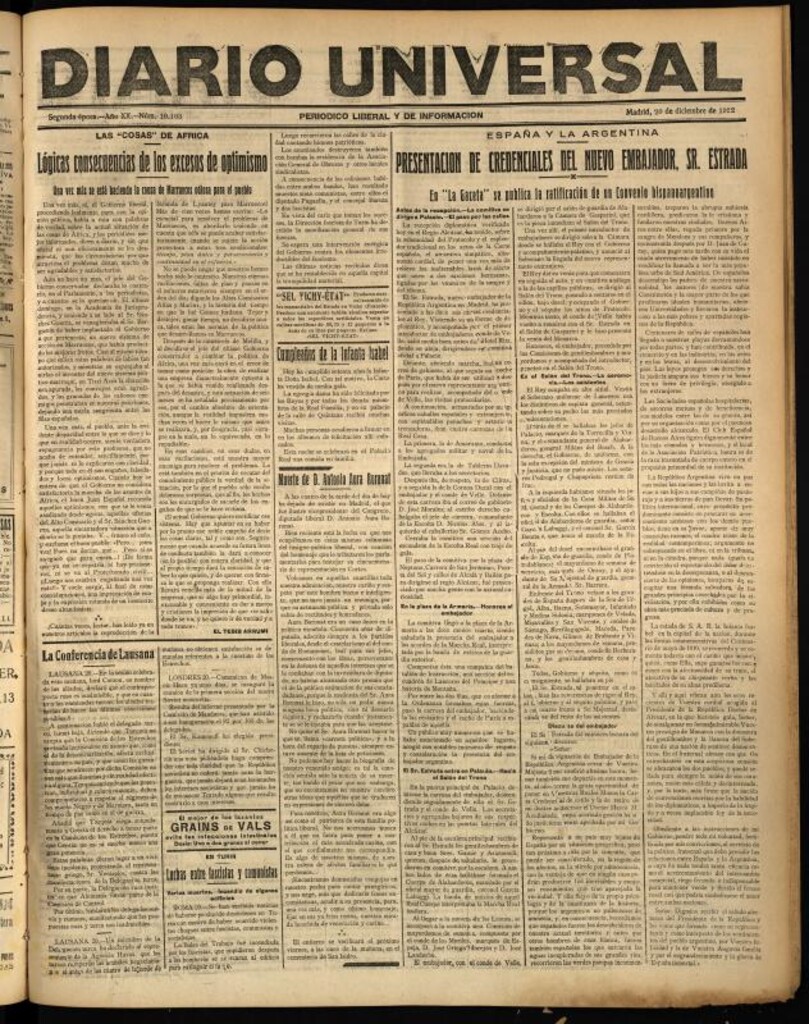 Miniatura de Diario Universal del 20 de diciembre de 1922