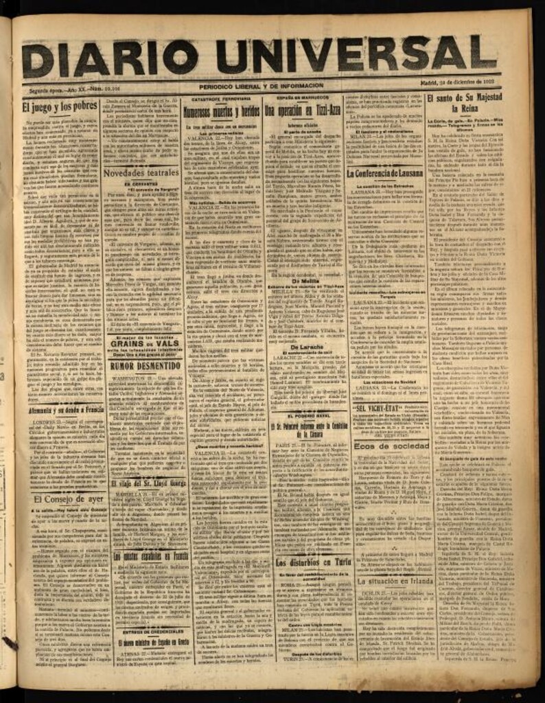 Miniatura de Diario Universal del 23 de diciembre de 1922