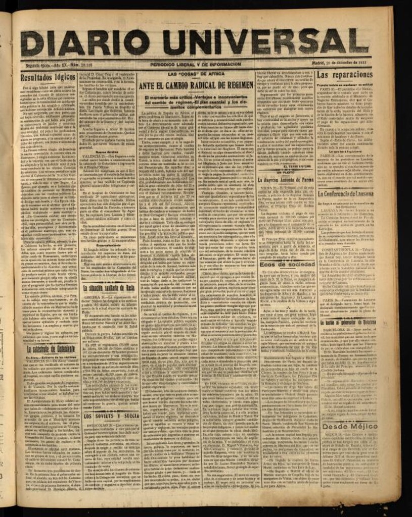 Miniatura de Diario Universal del 26 de diciembre de 1922