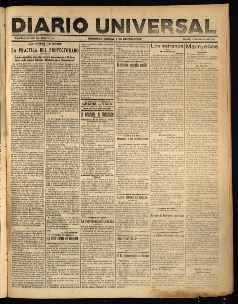 Miniatura de Diario Universal del 27 de diciembre de 1922