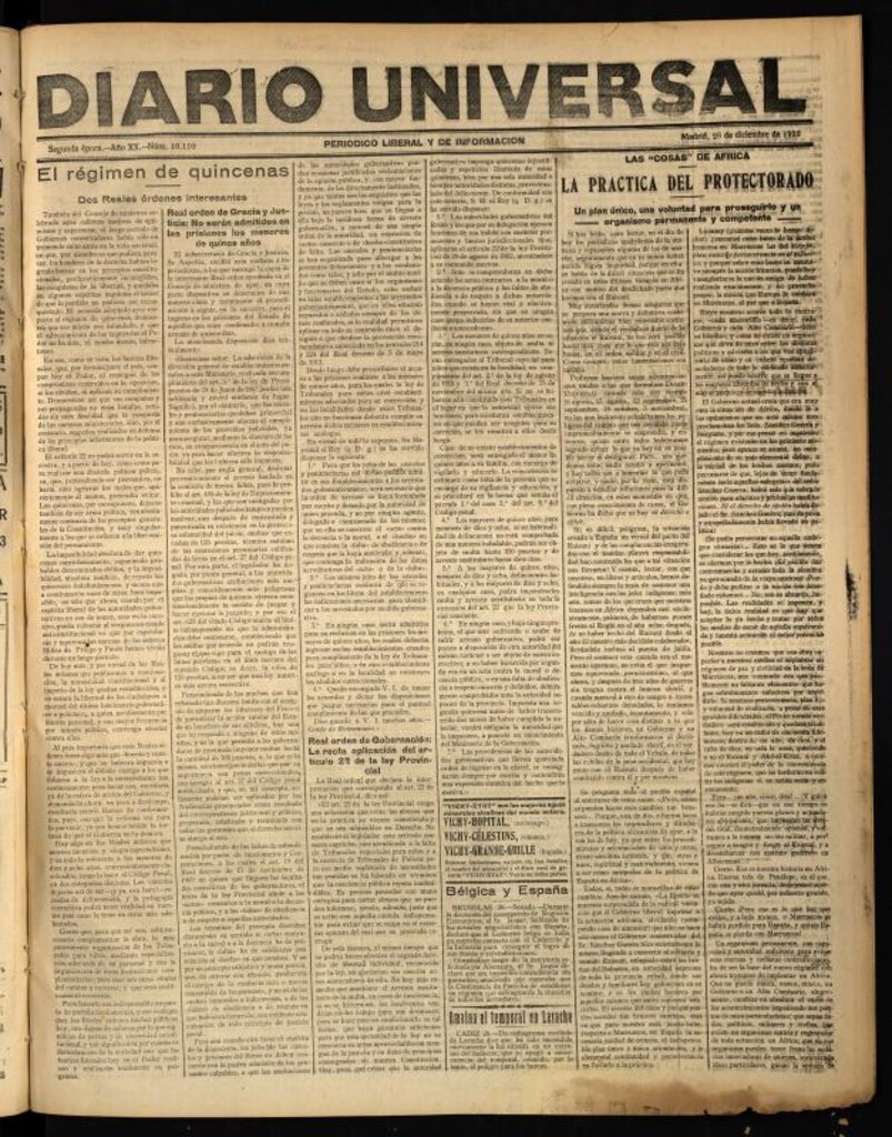 Miniatura de Diario Universal del 28 de diciembre de 1922