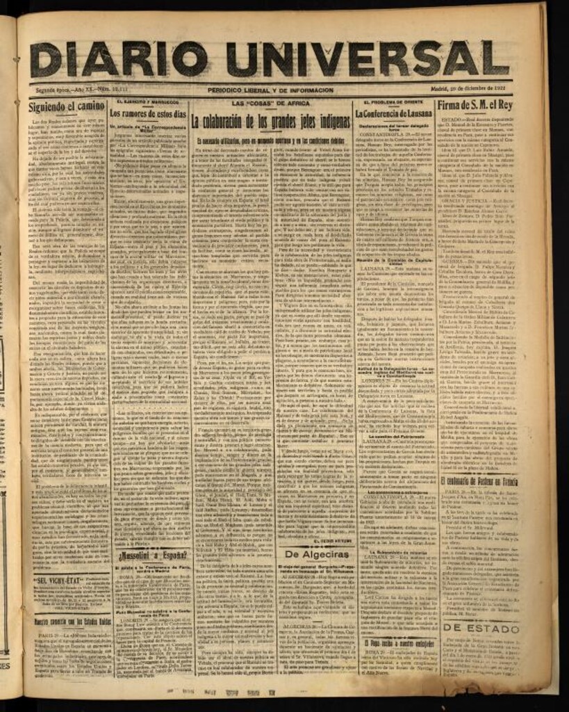 Miniatura de Diario Universal del 29 de diciembre de 1922
