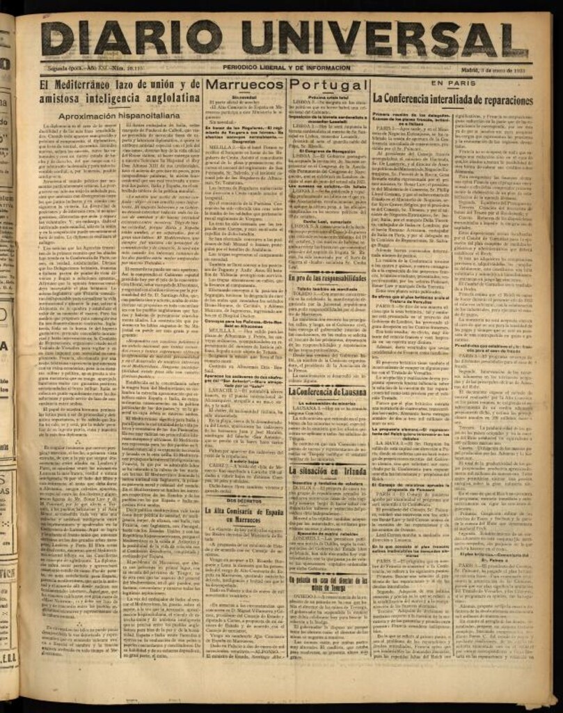 Miniatura de Diario Universal del 3 de enero de 1923